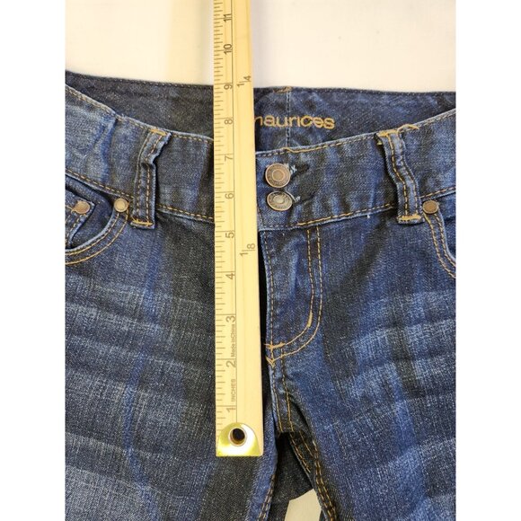 Maurices Women 0 Reg Low Rise Double Button Flare Leg Whiskered Fading Y2K - Picture 4 of 10